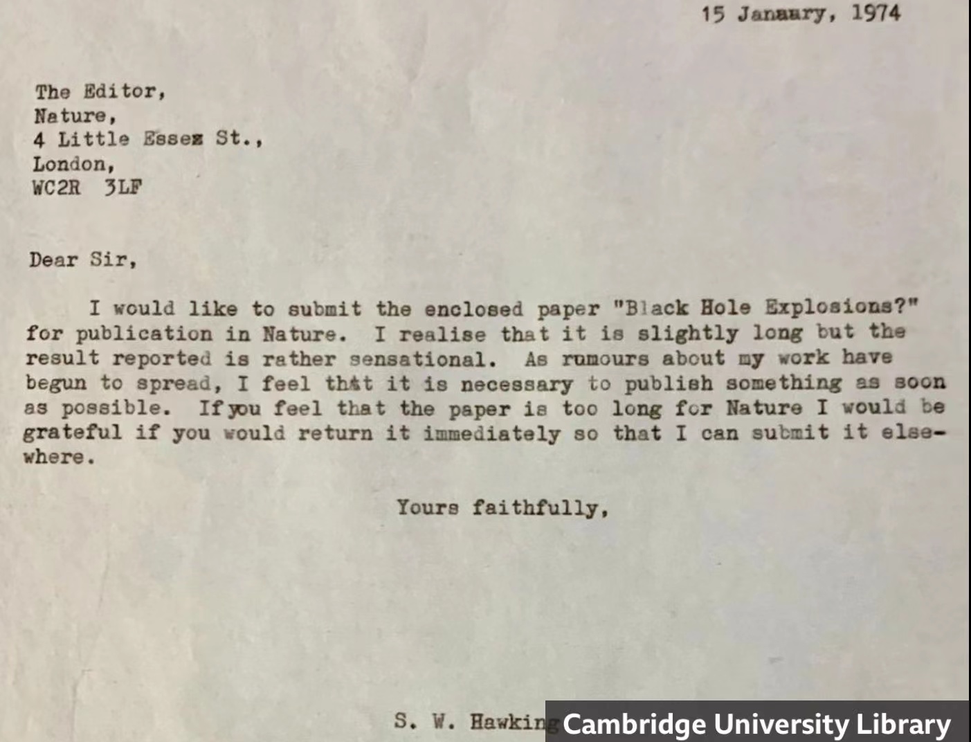 霍金的投稿信,编辑看了血压都高-查尔斯沃思论文润色