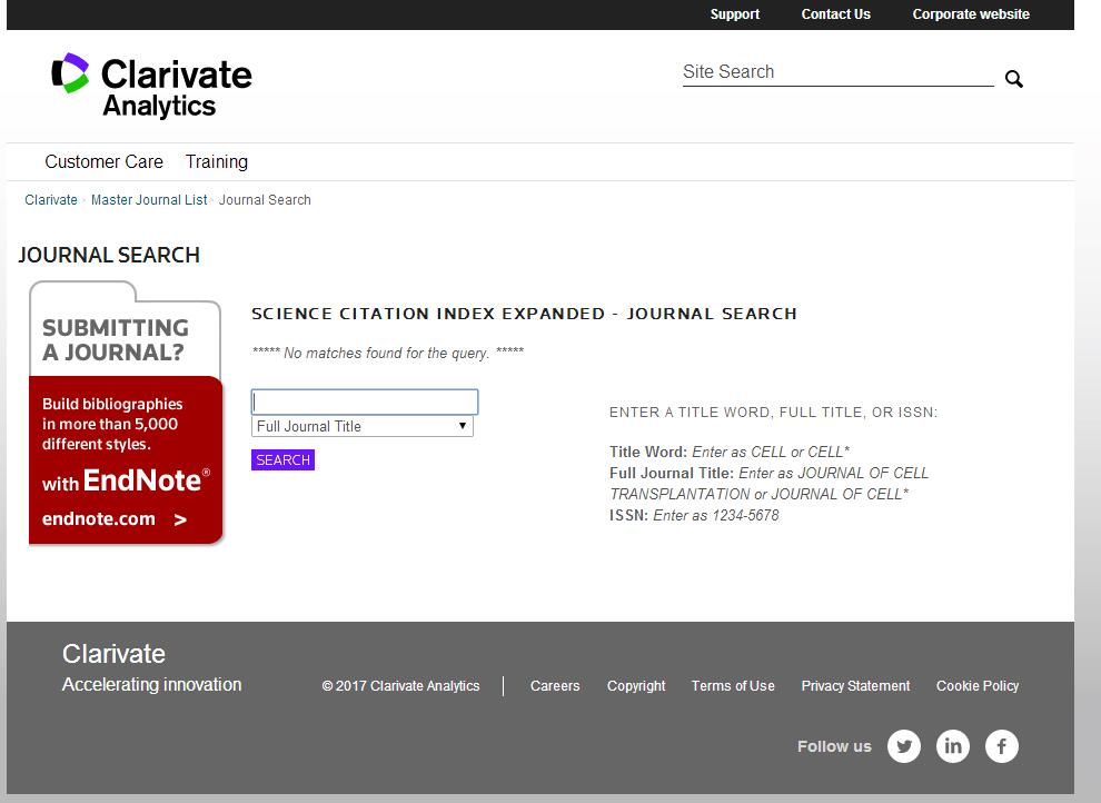 五、确定期刊是不是SCI&mdash;&mdash;Clarivate Analytics